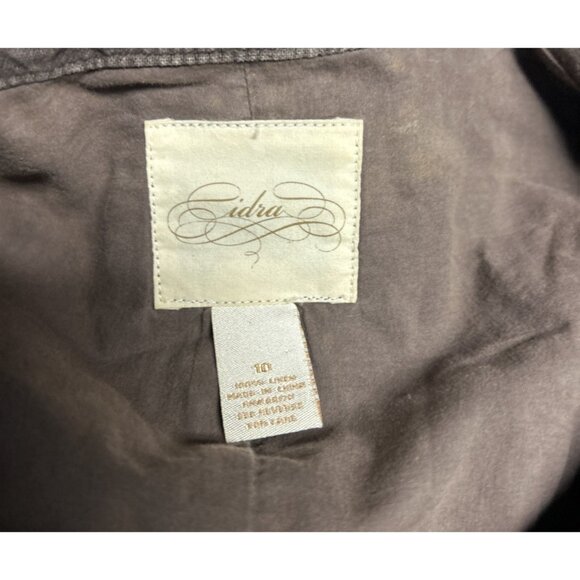 Anthropologie Cidra Women’s Linen Jacket Brown Size 10 Victorian Ruffle Peplum - Picture 3 of 6